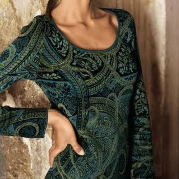 Peruvian Connection NWT Kashmiri 100% Pima Cotton Knit Long Sleeve Sweater Dress - Picture 2 of 14